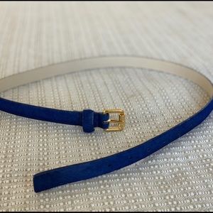 C wonder electric blue calf hair thin belt